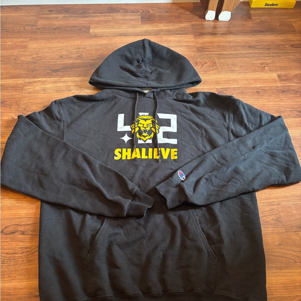 Champion Black Hoodie with Yellow Graphic